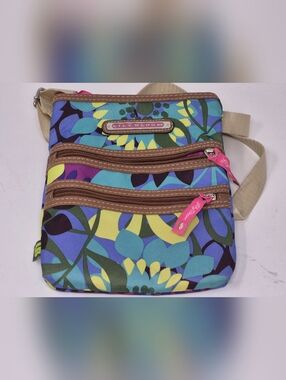 Lily Bloom Floral Crossbody Bag in Blue, Green & Purple